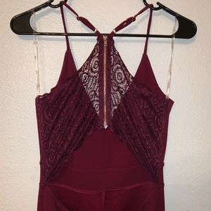 Fashion Nova Burgundy Jumpsuit